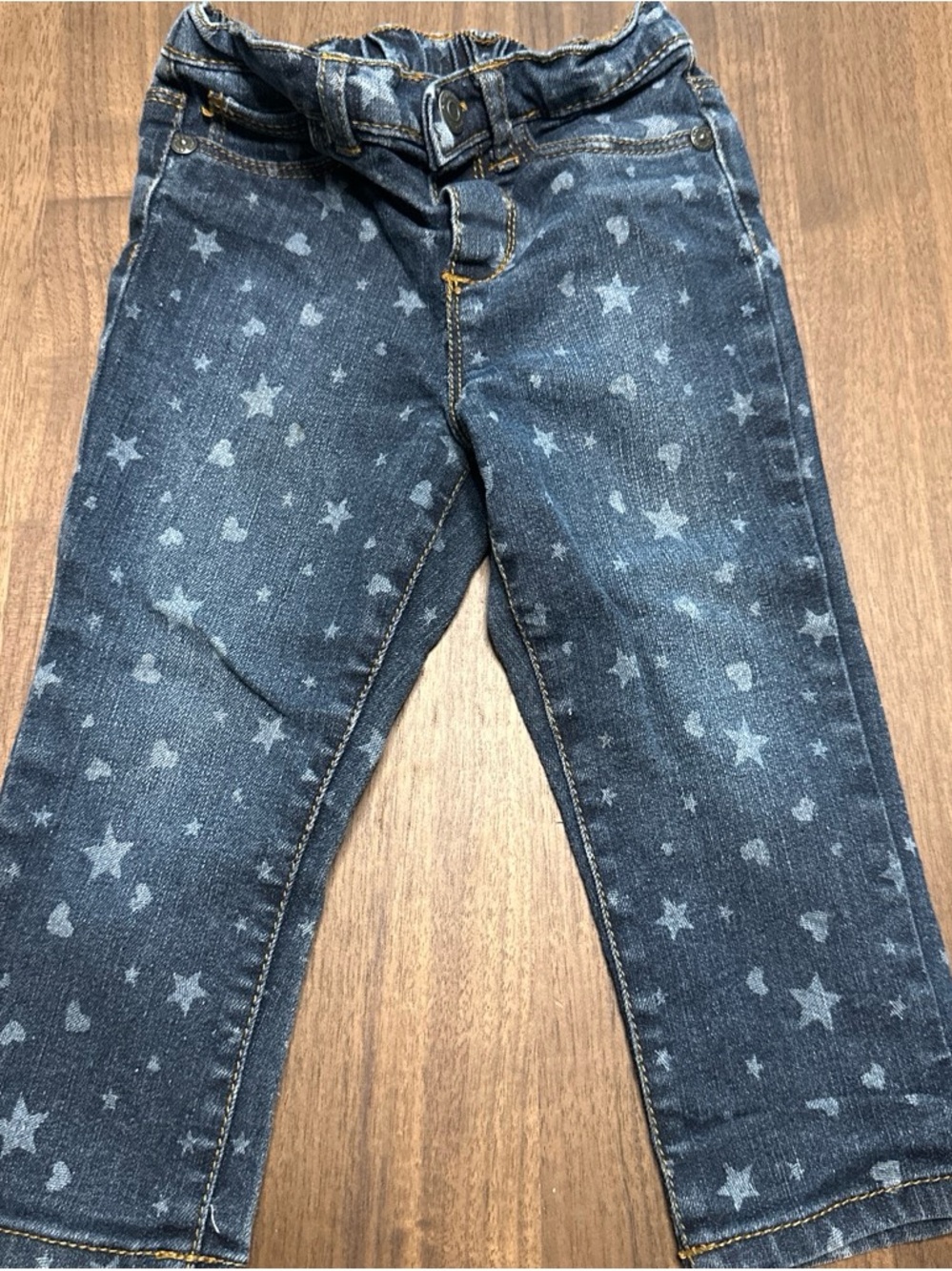 Arizona Jean Company Girls' Dark Blue Star-Print Straight Leg Jeans